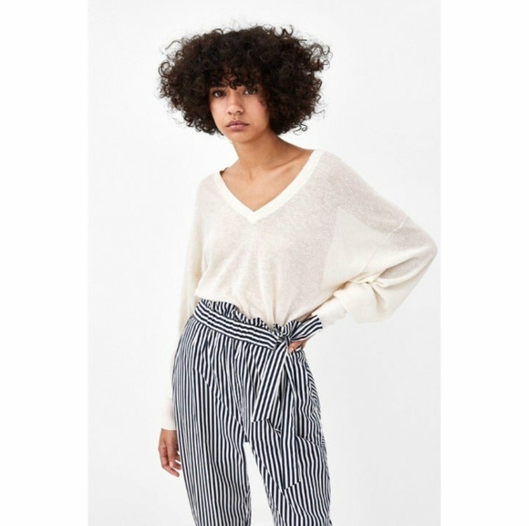 Zara Striped Paperbag Pants - Picture 2 of 6